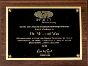 Nash Institute award plaque Dr. Michael J. Wei